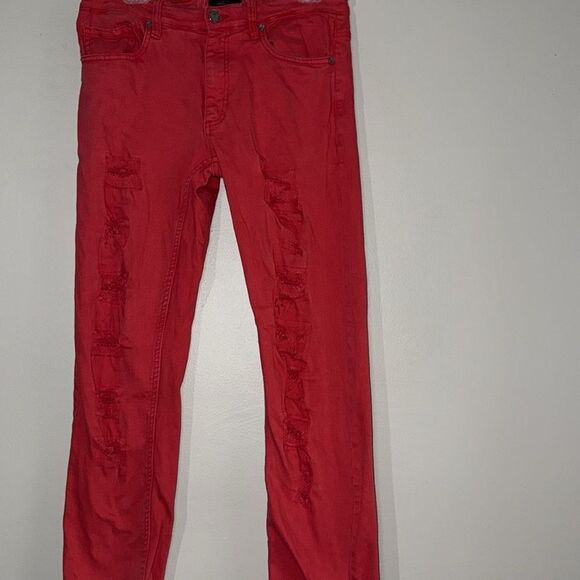 Bleeker & Mercer slim skinny fit distressed denim jeans size 32 x 30l - Picture 3 of 9